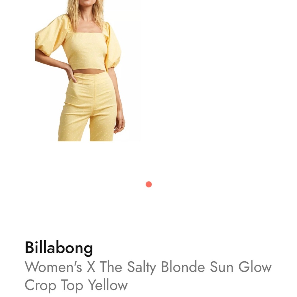 **3 for $30** 
Yellow Billabong polka dot crop top - Picture 5 of 8